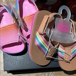 The Children's Place Rainbow and Pink Kids Sandals Bundle